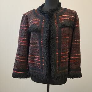 Kate Spade New York Multi Tweed Fringe Jacket